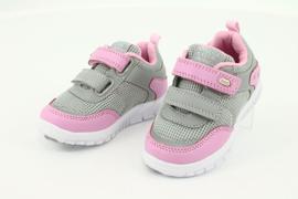 Zapatillas deportivas American Club ES23 con dos velcros rosa gris 3