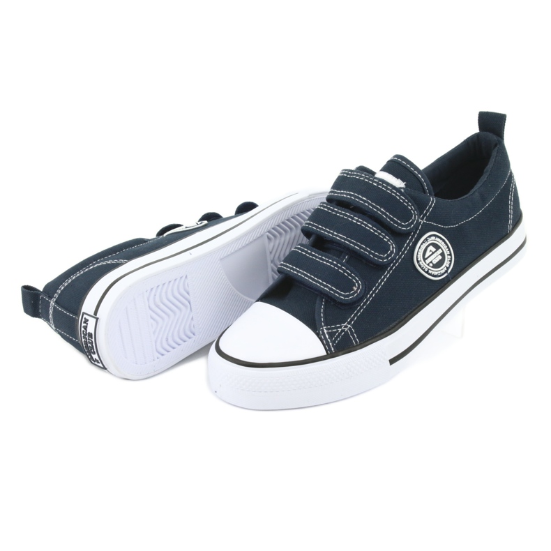 American Club Zapatillas deportivas infantiles americanas con velcro LH33 / 20 blanco azul marino 3