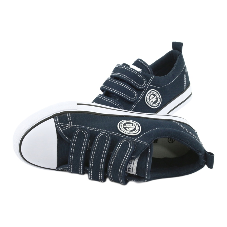 American Club Zapatillas deportivas infantiles americanas con velcro LH33 / 20 blanco azul marino 4