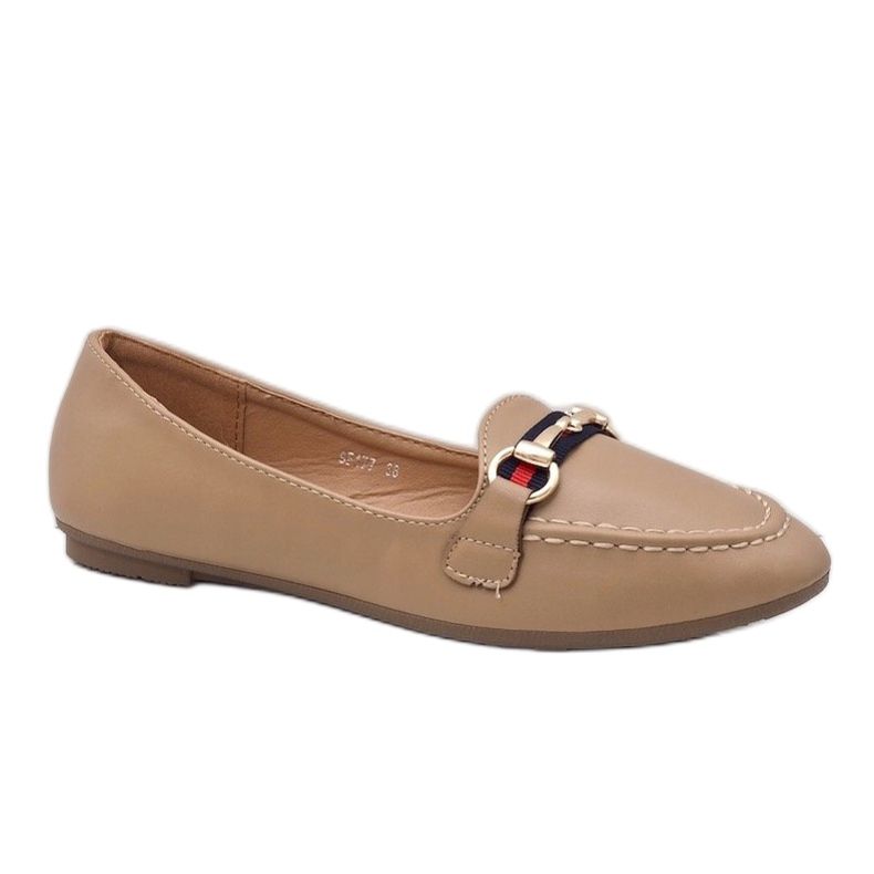 Mocasines caqui bailarinas de piel ecológica 9F177 beige 1