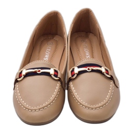 Mocasines caqui bailarinas de piel ecológica 9F177 beige 3