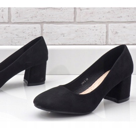 Zapatos de tacón negros en el pilar de gamuza ecológica JF619 3