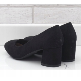 Zapatos de tacón negros en el pilar de gamuza ecológica JF619 4