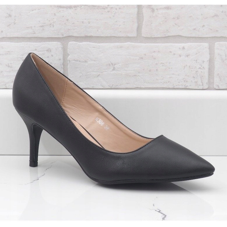 Zapatos bajos negros con tacón K308 1