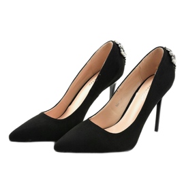 Tacones negros clásicos con circonita 9229-13 2