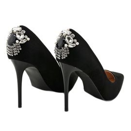 Tacones negros clásicos con circonita 9229-13 3