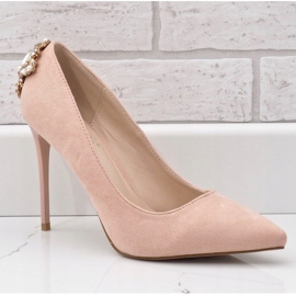 Tacones clásicos rosas con circonita 9229-13 rosado 1