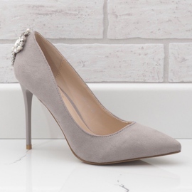 Tacones clásicos grises con circonita 9229-13 1