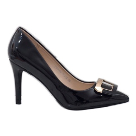 Tacones lacados en negro con hebilla FM3002 2