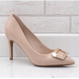 Tacones lacados beige con hebilla FM3002 1