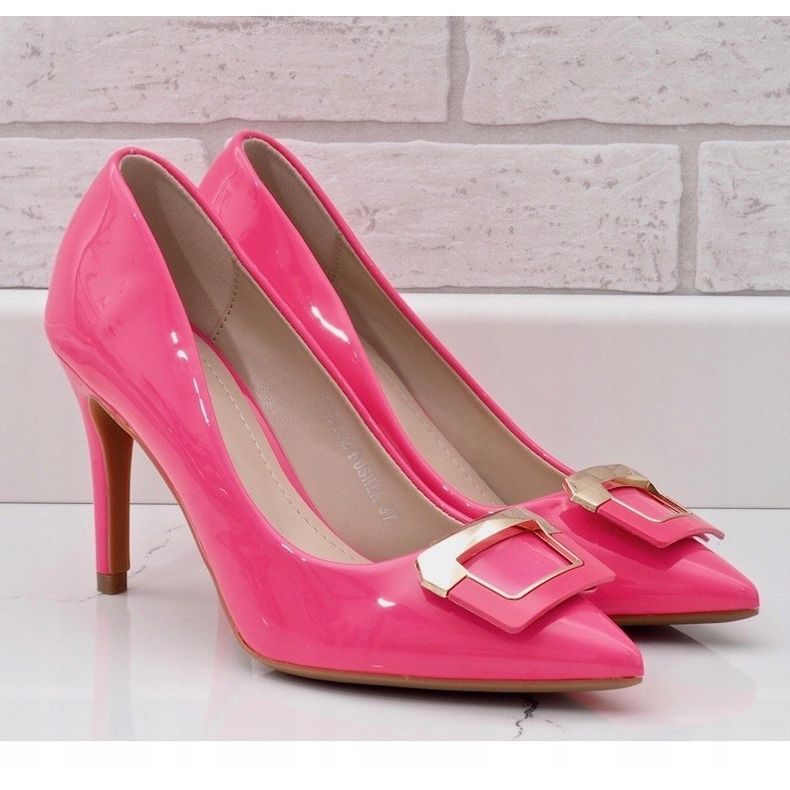 Tacones lacados en rosa con hebilla FM3002 1