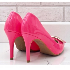 Tacones lacados en rosa con hebilla FM3002 rosado 2