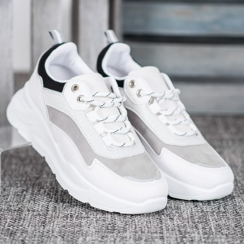 SHELOVET Zapatillas en la plataforma blanco negro 1