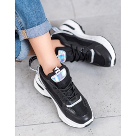 Weide Zapatillas de moda con inscripciones negro 3