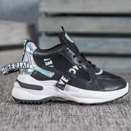 Weide Zapatillas de moda con inscripciones negro 4