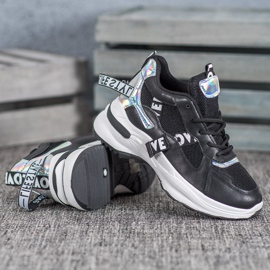 Weide Zapatillas de moda con inscripciones negro 5