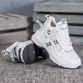 Weide Zapatillas de moda con inscripciones blanco 4