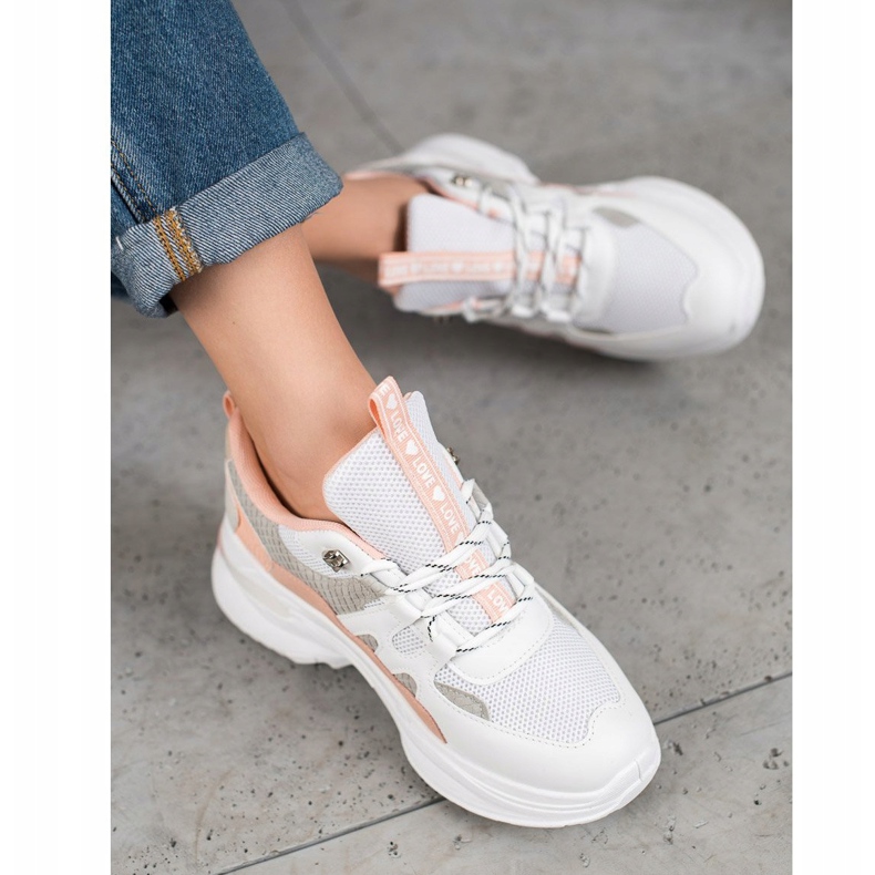 Weide Zapatillas de moda Love blanco rosado multicolor 1