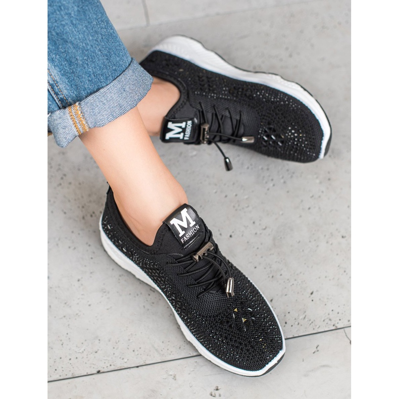 SUPER COOL Zapatos atados con cristales negro 1