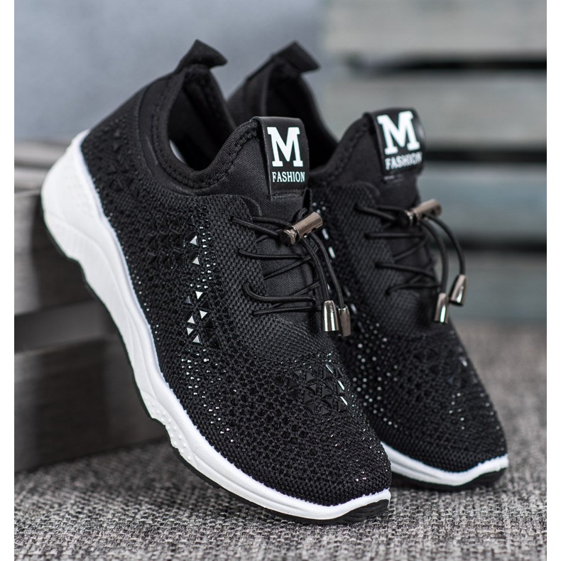 SUPER COOL Zapatos atados con cristales negro 2