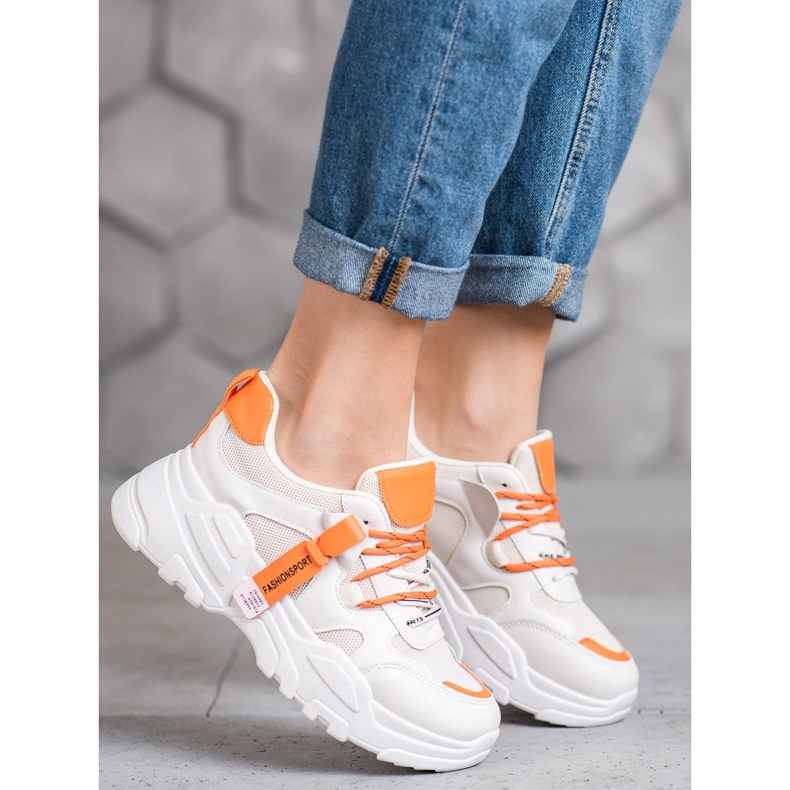 SHELOVET Zapatillas deportivas de moda beige naranja 1