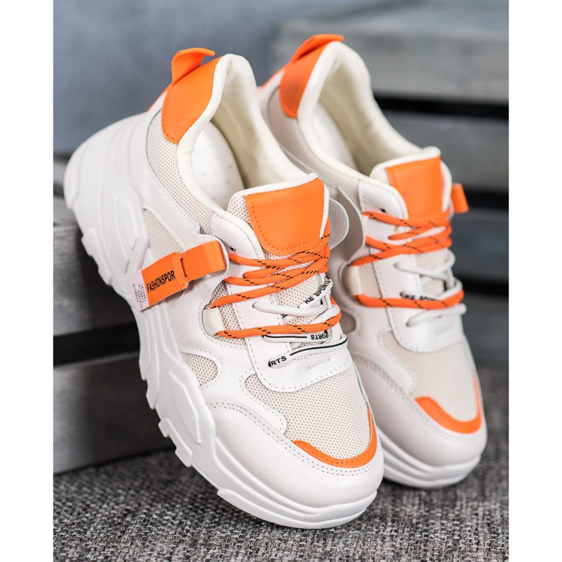 SHELOVET Zapatillas deportivas de moda beige naranja 2