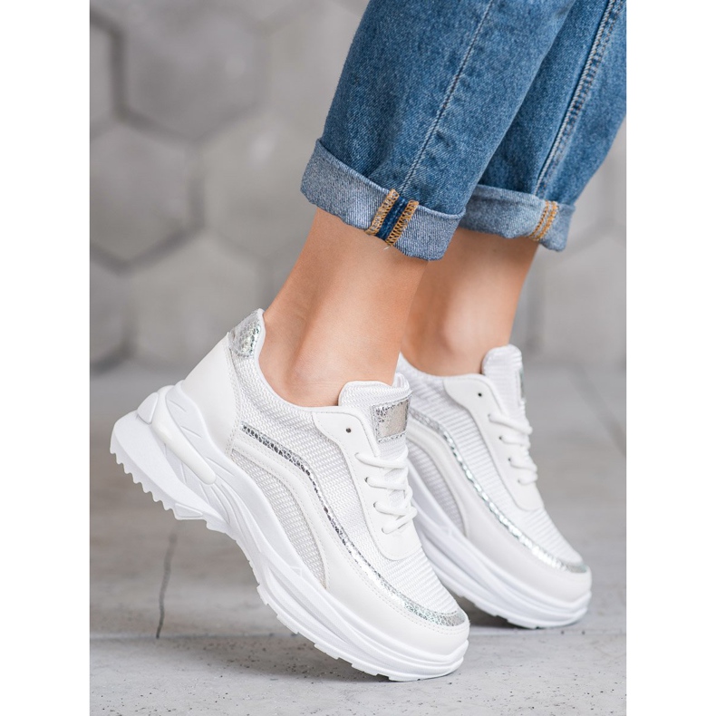 SHELOVET Calzado deportivo de moda blanco amarillo 2