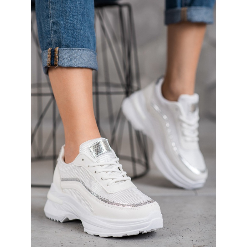 SHELOVET Calzado deportivo de moda blanco amarillo 1