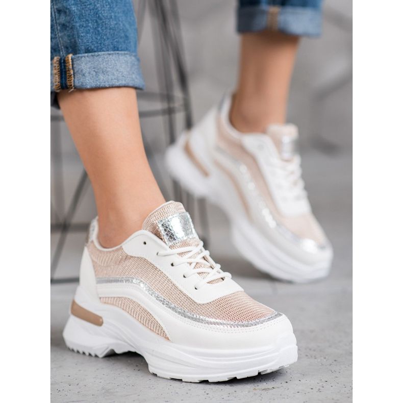 SHELOVET Calzado deportivo de moda blanco marrón 1