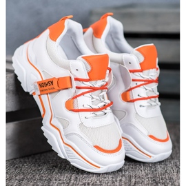 SHELOVET Zapatillas de moda para mujer blanco naranja 4