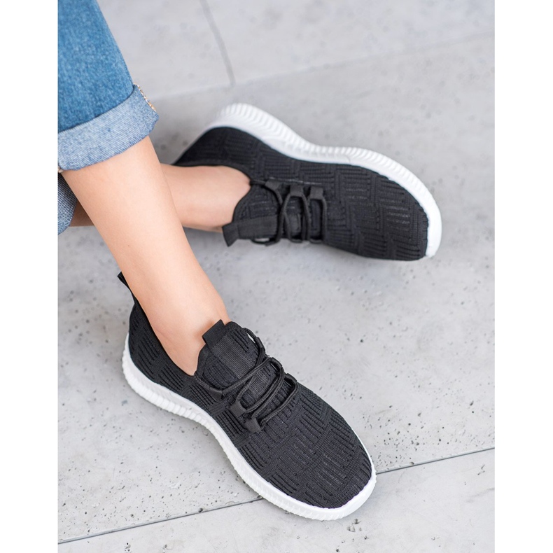 SHELOVET Zapatos textiles cómodos negro 2