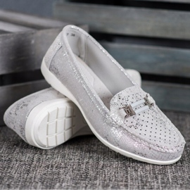 Goodin Mocasines de piel con estampado de serpiente gris 4