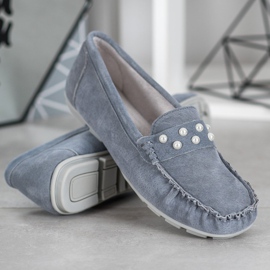 Filippo Mocasines de Piel con Perlas gris 3