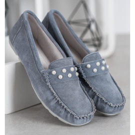 Filippo Mocasines de Piel con Perlas gris 4