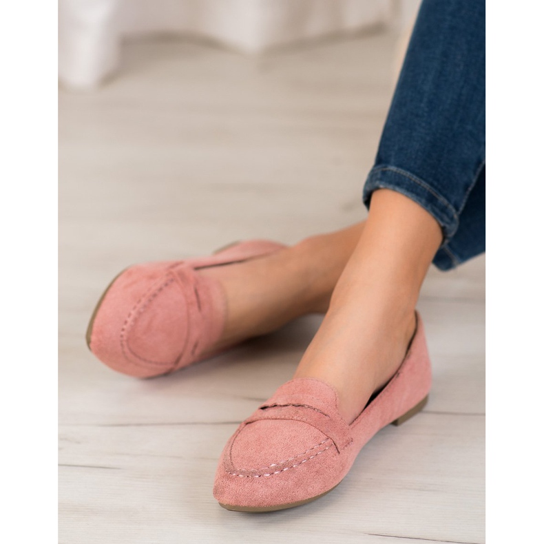 Best Shoes Mocasines de ante en Spitz rosa 2