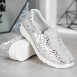 Filippo Slipons de plata en una cuña gris 4