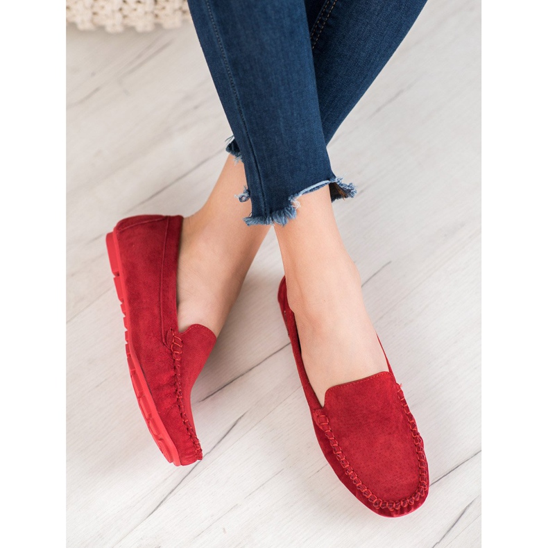 Mocasines de piel VINCEZA clásicos rojo 2