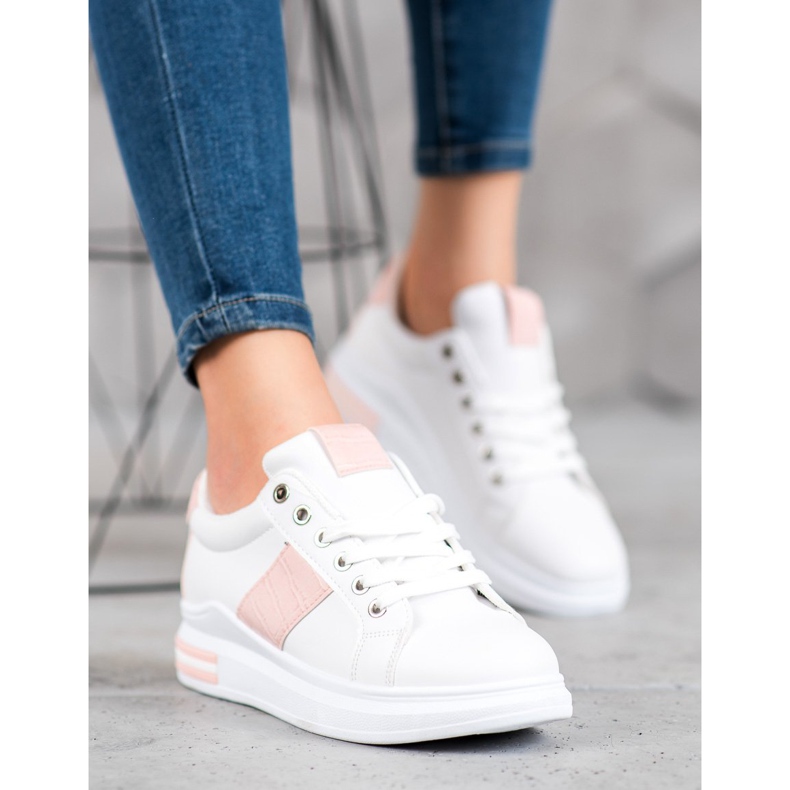 Weide Zapatos deportivos con inserciones rosas blanco rosado 2 Weide Zapatos deportivos con inserciones rosas blanco rosado 2