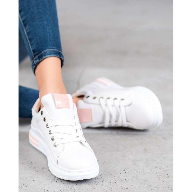 Weide Zapatos deportivos con inserciones rosas blanco 1