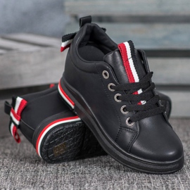 Weide Zapatillas con cuña oculta negro rojo 2