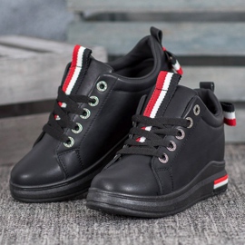 Weide Zapatillas con cuña oculta negro rojo 3