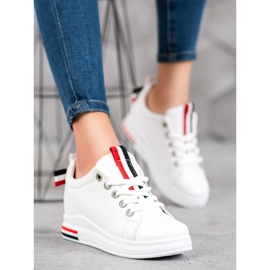 Weide Zapatillas con cuña oculta blanco negro rojo 4