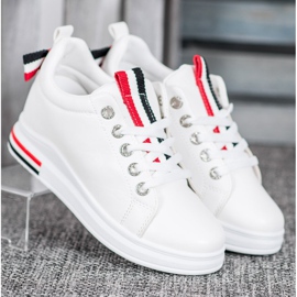 Weide Zapatillas con cuña oculta blanco negro rojo 2