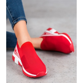 SHELOVET Moda Slipony a cielo abierto blanco rojo 1