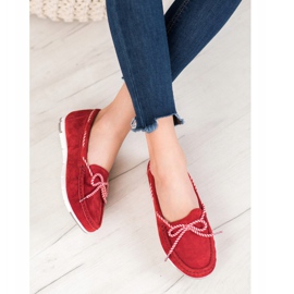 Filippo Mocasines de piel con lazo de rayas rojo 1