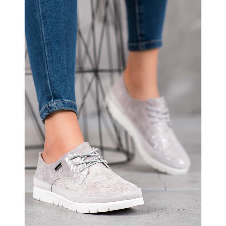 Filippo Brogues de cuero en la plataforma gris 1