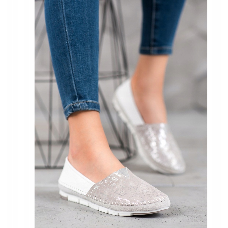 Filippo Zapatos sin cordones de cuero rosa gris 2