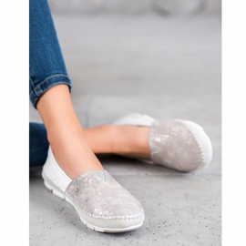 Filippo Zapatos sin cordones de cuero rosado gris 3