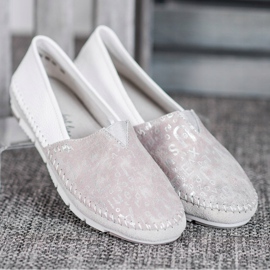 Filippo Zapatos sin cordones de cuero rosado gris 1