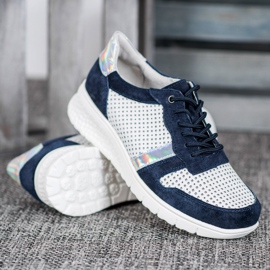 Filippo Zapatos de piel con efecto holográfico blanco azul marino gris 2